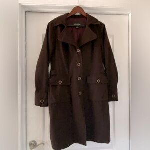 Eddie Bauer Dark Brown Trench Coat>Wool<
Womens size L